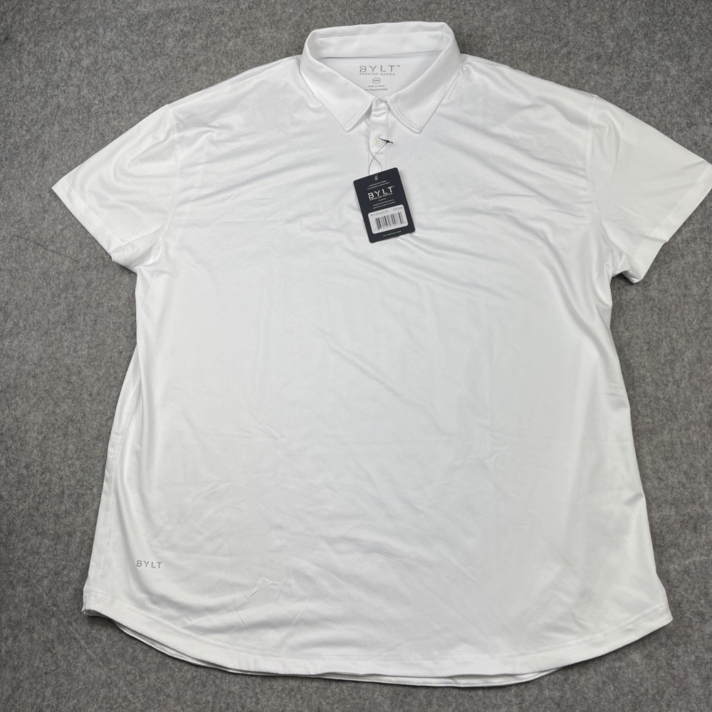 BYLT Shirt Mens‎ 3XL White Short Sleeve Polo NEW